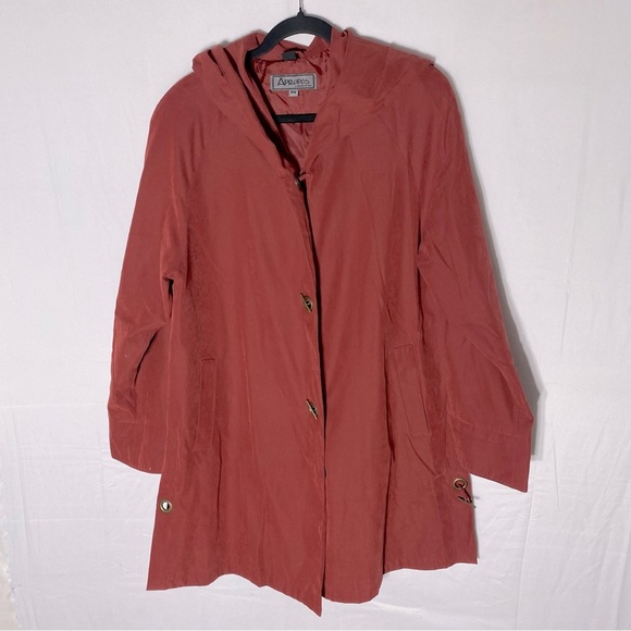 Vintage Jackets & Blazers - Vintage Apropos Red Orange Oversized Lightweight Jacket With Hood M